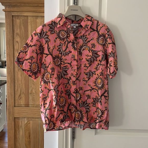 Alc sterling button up shirt in pink orange new no tags - Picture 6 of 8